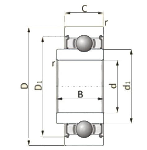 EX6005ZZ Ball Bearing - extended ring on one side 25x47x12/15mm - Buy Bearings online