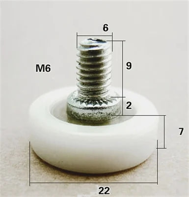 Flat Nylon Ball Bearing - 22mm White Plastic Tire for sliding doors & windows - Buy Bearings online