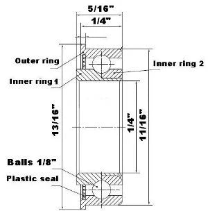 1/4" x 11/16" x 5/16" Flanged Ball Bearing Heavy Duty F0822 - Buy Bearings online