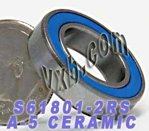 S61801-2RS Hybrid Ceramic Bearing ABEC-5 - Stainless Steel - 12x21x5mm - Buy Bearings online