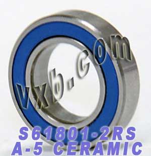 S61801-2RS Hybrid Ceramic Bearing ABEC-5 - Stainless Steel - 12x21x5mm - Buy Bearings online