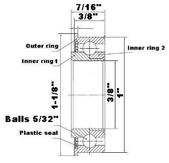 F1232 Flanged Full Complement Ball Bearing 3/8" x 1" x 7/16" - Buy Bearings online