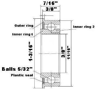 F1234 Flanged Bearing - 3/8" x 1-1/16" x 7/16" - Full Complement - Buy Bearings online