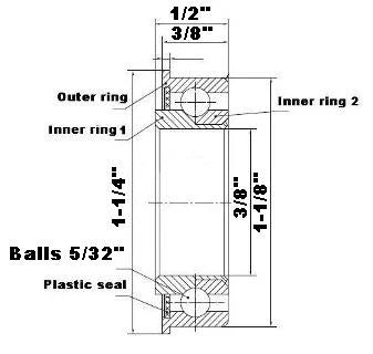 F1236 Flanged Bearing - Full Complement - 3/8 x 1-1/8 x 1/2" - Buy Bearings online