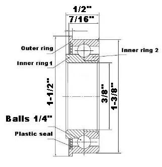 F1244 Flanged Bearing - Full Complement - 3/8" x 1-3/8" x 1/2" - Buy Bearings online