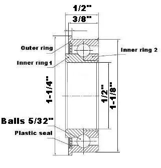 F1636 Flanged Bearing - Full Complement - 1/2" x 1-1/8" x 1/2" - Buy Bearings online