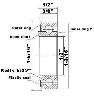 F1638 Flanged Full Complement Bearing 1/2" x 1-3/16" x 1/2" - Buy Bearings online