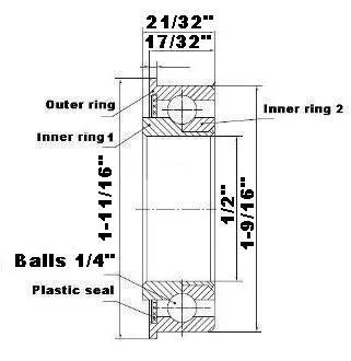 F1650 Flanged Bearing - Full Complement - 1/2" x 1-9/16" x 21/32" - Buy Bearings online
