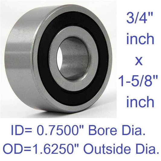 3/4" x 1-5/8" x 1/2" Ball Bearing - Sealed - 0.75" ID 1.625" OD - Buy Bearings online